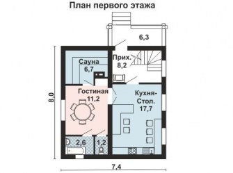 Проект деревянного дома Гостевой план 1 этажа