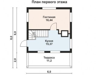 Проект деревянного дома Мини план 1 этажа