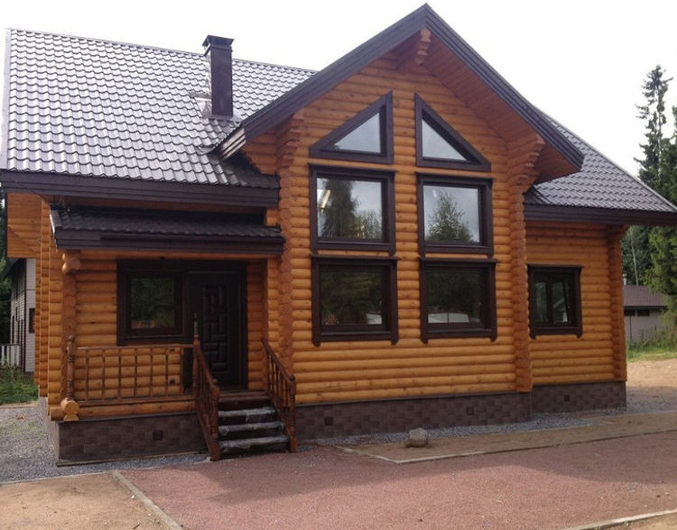 Проект деревянного дома из бревна Современный