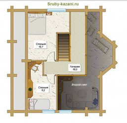 Сруб дома Стандарт план 2 этажа