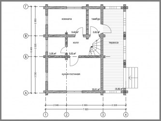 Проект деревянного дома Дачный план 1 этажа