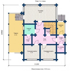 Проект деревянного дома Люкс план 1 этажа