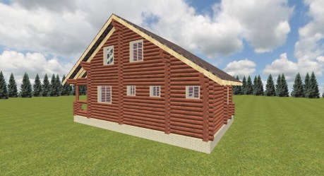 Проект деревянного дома Енисей вид сзади