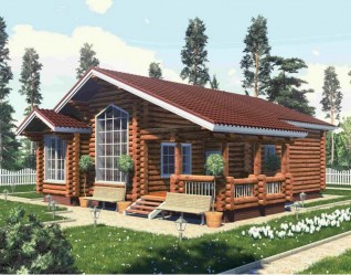 Проект деревянного дома из бревна Холостяк